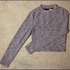 H&M Striped Long Sleeve Crop Top